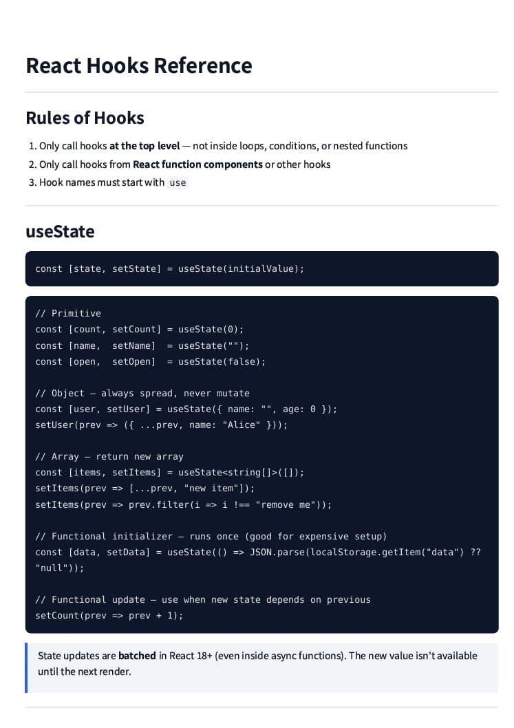 React Hooks Reference preview