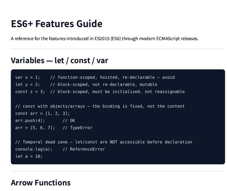 ES6+ Features Guide preview